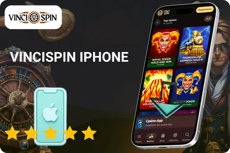 Vincispin Casino iPhone App Startbildschirm